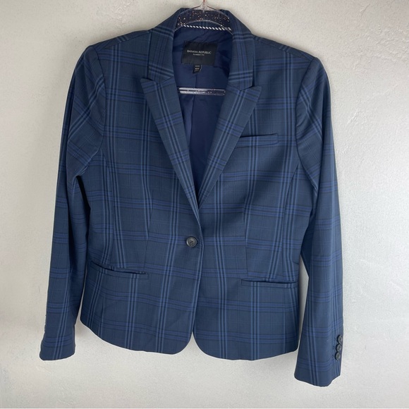 Banana Republic Jackets & Blazers - Banana Republic Dark Blue Checkered Blazer